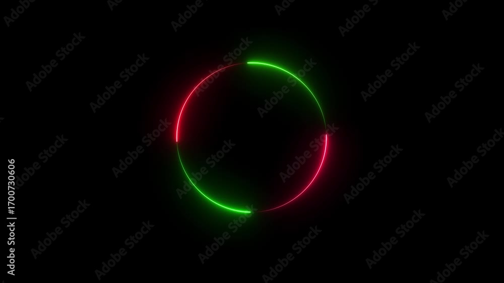 Poster neon colorful loading circle icon animation on black background .beautiful colorful neon circle fram