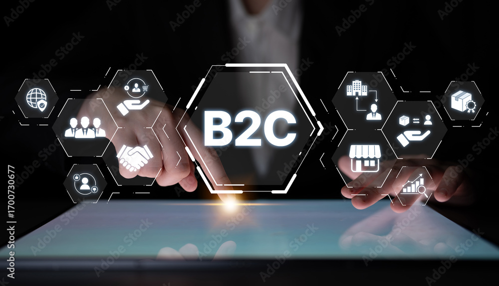 Poster b2c strategy focus on delivery products directly to consumer. successful b2c model enhance consumer 
