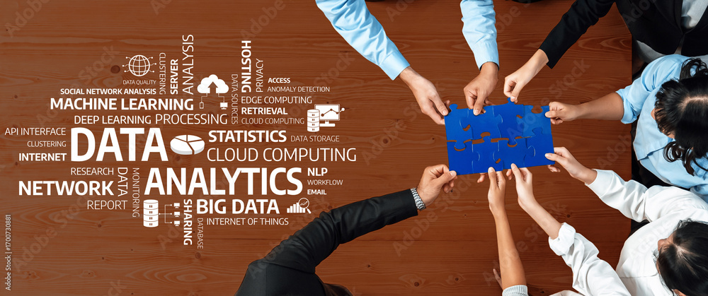 Aufkleber a diverse team collaborates on data analytics strategy, engaging with various concepts including mac