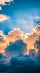 Dramatic Sunset Sky With Sunbeams And Clouds light photo