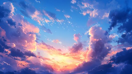 Dramatic sunset sky with vibrant pink and orange clouds image photo