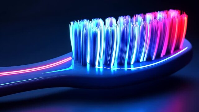 Close-up of a glowing toothbrush