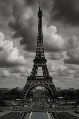 Eiffel Tower A Monochrome Masterpiece high quality realistic image.