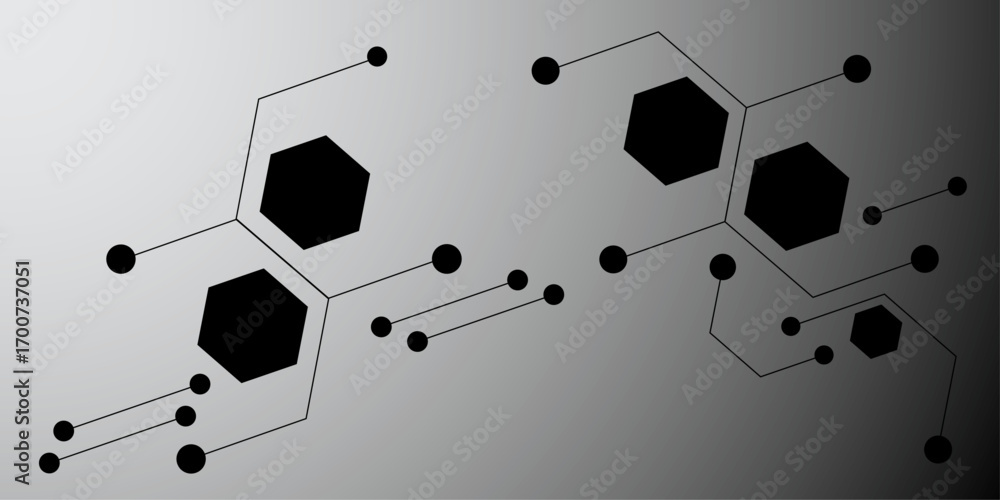 Aufkleber abstract white and black background with hexagons . grey white abstract technology background, hi te