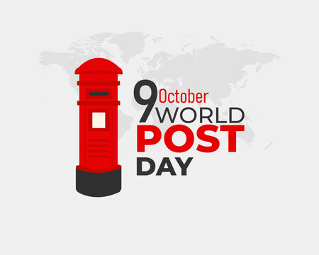 World Post Day. 9 October. Holiday concept. Template for background with banner, poster and card. flat illustration. Jpeg format.