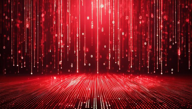 red binary code rain abstract digital rain binary code abstract art technology data stream symbolizes innovation technology data flow digital transformation future