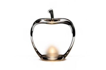 Glass Apple Shining with Transparent Background
