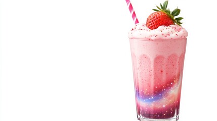 Cosmic Strawberry Smoothie Galaxy Drink with Topping ,Smoothie, Beverage
