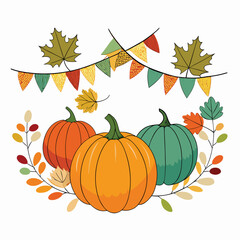 vector illustration of pumpkin with leaves