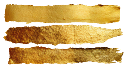 Gold torn strips texture, metallic foil ripped edges, shiny abstract banner