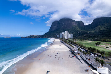 Aerial view of Sao Conrado Beach, Rio de Janeiro, Brazil.