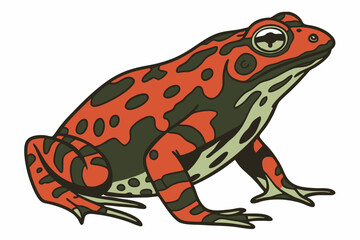 Vibrant Cartoon Frog with Distinctive Markings A Colorful Amphibian Illustration Featuring an Orange and Green Palette