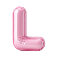 A pink balloon shaped like the letter L