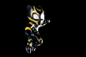 Naklejka premium Kinder Surprise Marvel Black Panther in a fighting position strikes in a jump