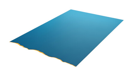 Blue paper with burnt edge isolated on transparent background