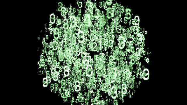 Abstract Digital Numbers Matrix Background &ndash; Data Stream Animation.
Camera moves through a dynamic animation of glowing green numbers symbolizing data flow, digital code, and cyber technology.