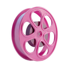 A pink wheel with a black center