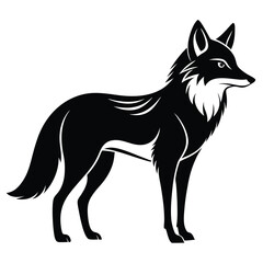 Striking Silhouette of a Wolf Standing Tall A Majestic Animal in Black and White Design Elegant and Strong