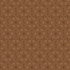 Fototapeta premium Geometric Pattern Background in Brown and Beige Seamless Flower of Life Pattern Abstract Sacred Geometry Background. Brown and Beige Tones Geometric Texture. Elegant Geometric Pattern Design.