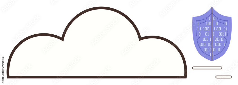 Aufkleber cloud outline with a shield covered in binary code, suggesting data safety, cybersecurity, and encry
