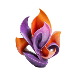 A purple and orange flower with a pink center