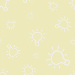 Seamless pattern consisting of lamp. The symbols are made in white color on sun yellow background
