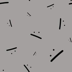 Symbols of moody smile made as seamless pattern using black color on carbon gray background