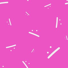 Seamless pattern consisting of moody smile. The symbols are made in white color on deep pink background