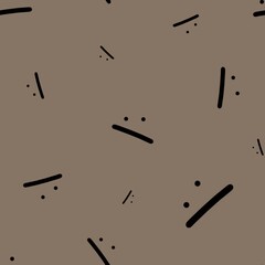 Multiple symbols of moody smile composited as seamless pattern. The symbols are made in black color on taupe background