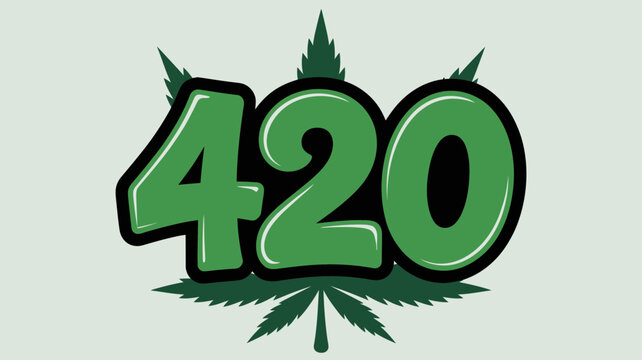 Green 420 symbol with marijuana leaf vector illustration scalable graphic art white background