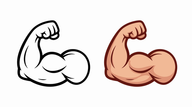 Bicep muscle flexing vector graphics strength fitness icon illustration scalable white background