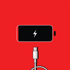 Battery need charge illustration icon in cartoon  style. Low battery