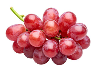 Fototapeta premium Fresh Bunch of Red Grapes Front View, Glossy and Juicy, Isolated on Transparent Background 