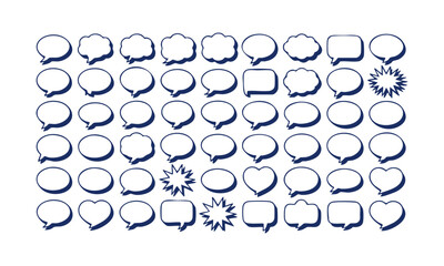 Comic Speech Bubbles Vector Set Monochrome Balloons, Outline Icons, easily editable and scalable.