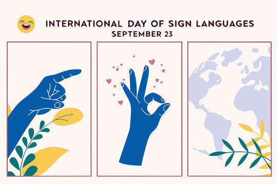 International Day of Sign Languages Minimalist Illustration – Hands, Emoji & Global Design