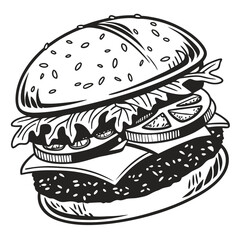 fast food design  black and white vector 