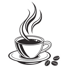 coffee cup icon  black and white vector 