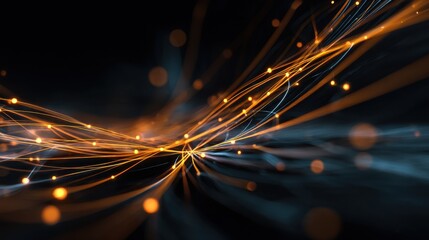 abstract of digital artificial intelligence glowing neural networks binary streams and futuristic tech structures on a dark backdrop