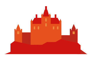 Obraz premium Red castle silhouette isolated transparent background design element