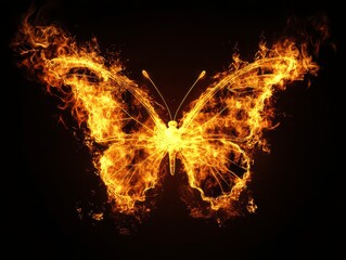Butterfly is shown in a fiery, glowing light