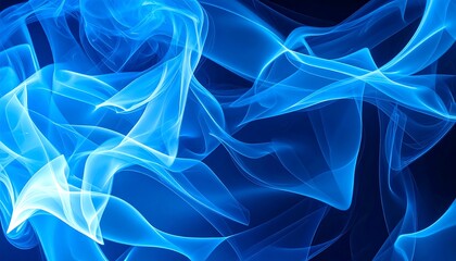 Fototapeta premium Abstract swirls of ethereal, luminous blue forms against a deep, dark background, evoking a sense of flow and energy