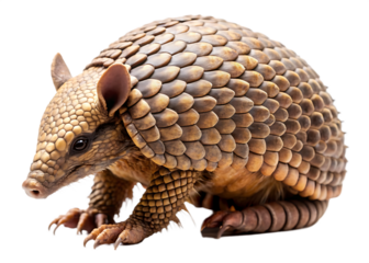 Armored mammal scaled creature isolated on a transparent background