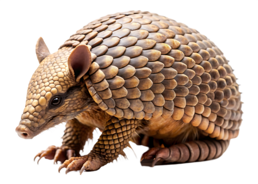 Armored mammal scaled creature isolated on a transparent background