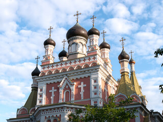 Holy Intercession Orthodox Cathedral in Grodno, Belarus on a bright morning - landscape shot