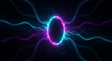 Abstract Neon Portal of Cosmic Energy Emanating into the Void