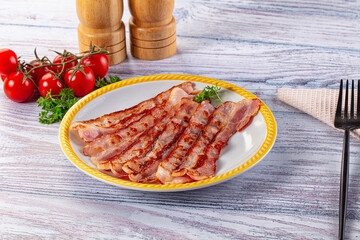 Fried pork bacon for breakfast