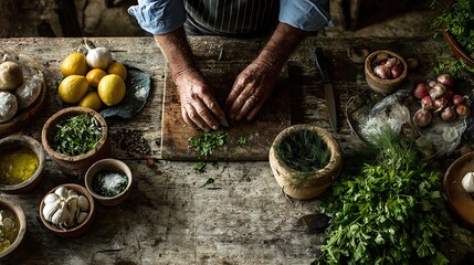 hand holding a bunch of fresh herbs