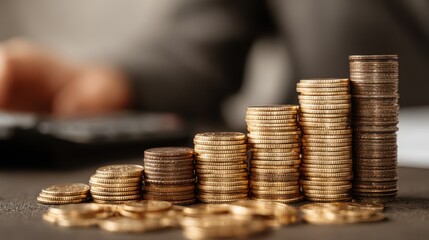 Closeup of a Businesswoman Managing Finances Next to a Laptop, Inspiring Focus and Success.