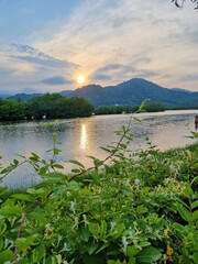 Sunset Over the Lake at Isatis Hotel, Astara.