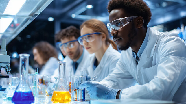 Diverse Chemistry Lab Students